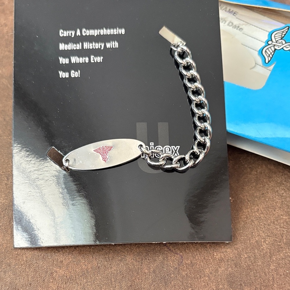 Unisex Silver Medical Alert Bracelet